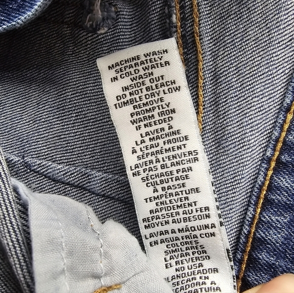 ARIYA Denim Distressed Flared Bell Bottom Jeans Boho Cowgirl Blue Women Size 11 - Picture 12 of 13